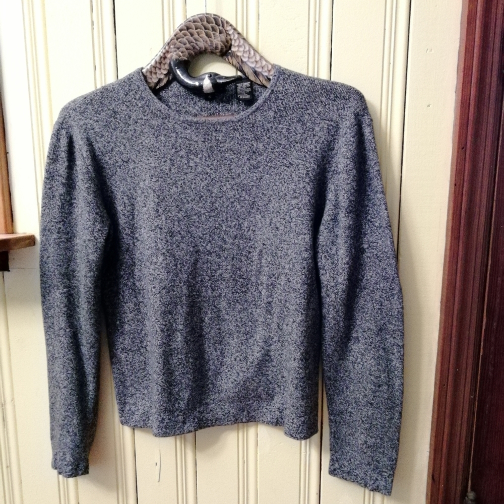Jeanne Pierre Basic Grey Cotton Knit Tee, Size S